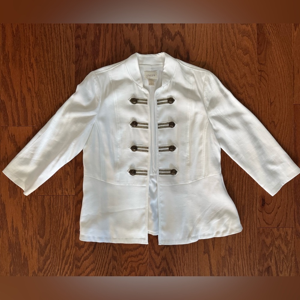 CHICOS White Military Style Jacket